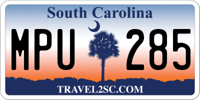 SC license plate MPU285