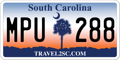 SC license plate MPU288