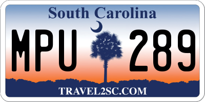 SC license plate MPU289