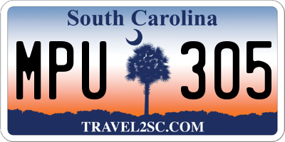 SC license plate MPU305