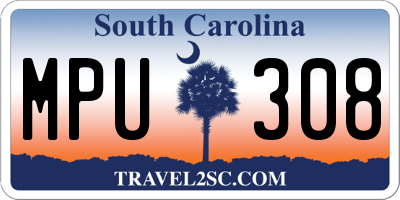 SC license plate MPU308