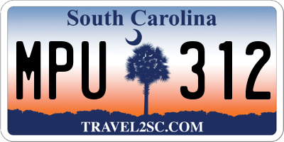 SC license plate MPU312