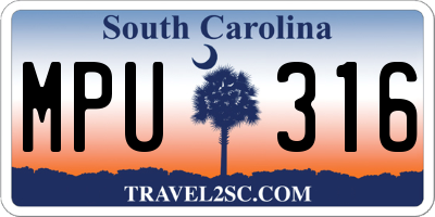 SC license plate MPU316