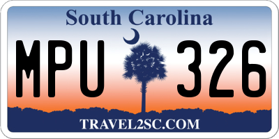 SC license plate MPU326