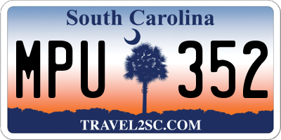 SC license plate MPU352