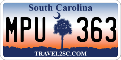 SC license plate MPU363