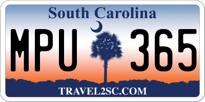 SC license plate MPU365