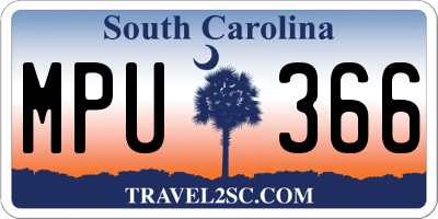 SC license plate MPU366