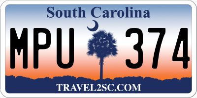 SC license plate MPU374