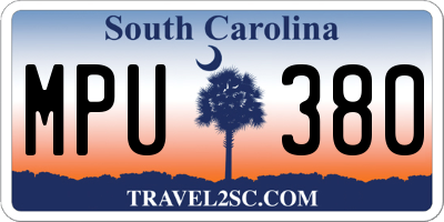 SC license plate MPU380