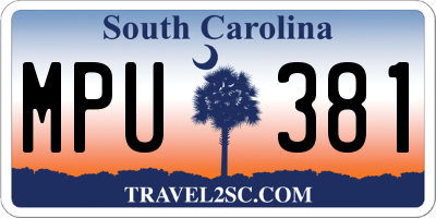 SC license plate MPU381