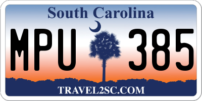 SC license plate MPU385