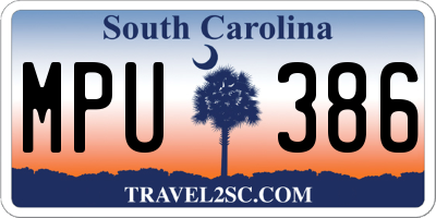 SC license plate MPU386