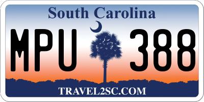 SC license plate MPU388