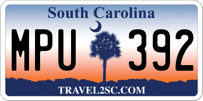 SC license plate MPU392