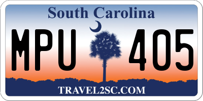 SC license plate MPU405