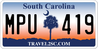 SC license plate MPU419
