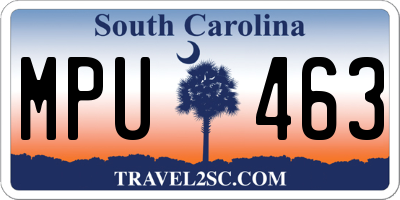 SC license plate MPU463