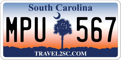 SC license plate MPU567
