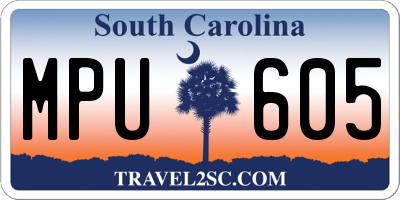 SC license plate MPU605