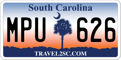 SC license plate MPU626