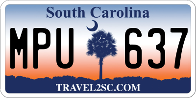 SC license plate MPU637