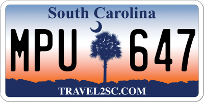 SC license plate MPU647
