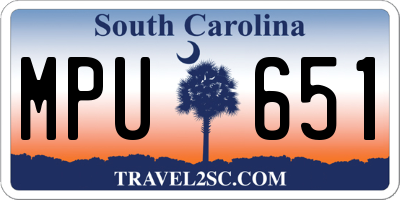 SC license plate MPU651