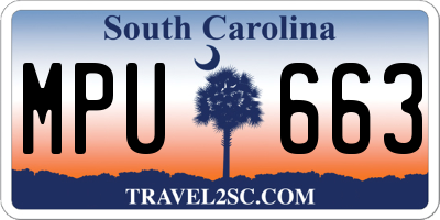 SC license plate MPU663