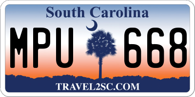 SC license plate MPU668