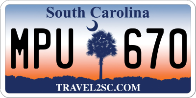 SC license plate MPU670