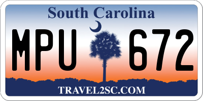 SC license plate MPU672