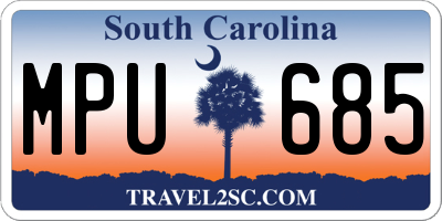 SC license plate MPU685