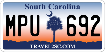 SC license plate MPU692