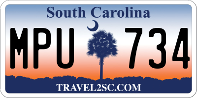 SC license plate MPU734