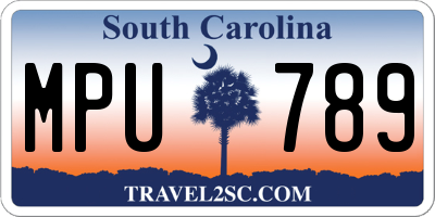 SC license plate MPU789