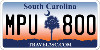 SC license plate MPU800