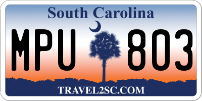 SC license plate MPU803