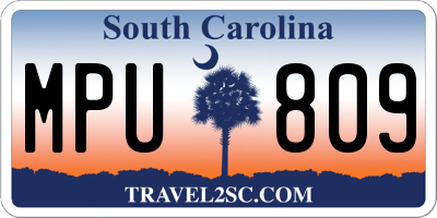 SC license plate MPU809