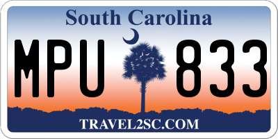 SC license plate MPU833