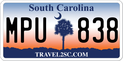 SC license plate MPU838