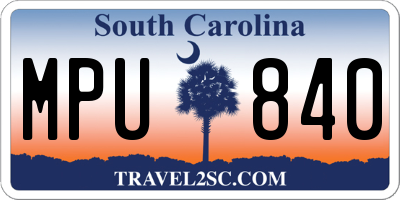 SC license plate MPU840