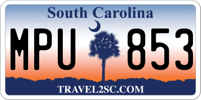 SC license plate MPU853