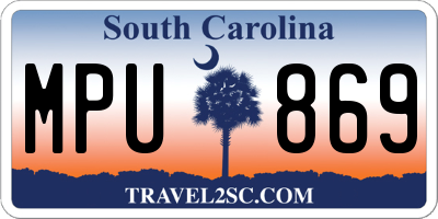 SC license plate MPU869