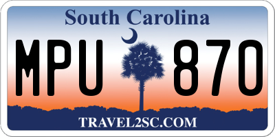 SC license plate MPU870