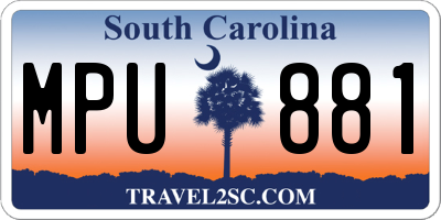 SC license plate MPU881