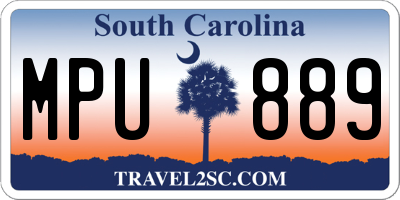 SC license plate MPU889