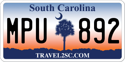 SC license plate MPU892