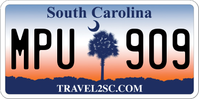 SC license plate MPU909