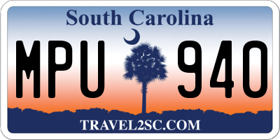 SC license plate MPU940